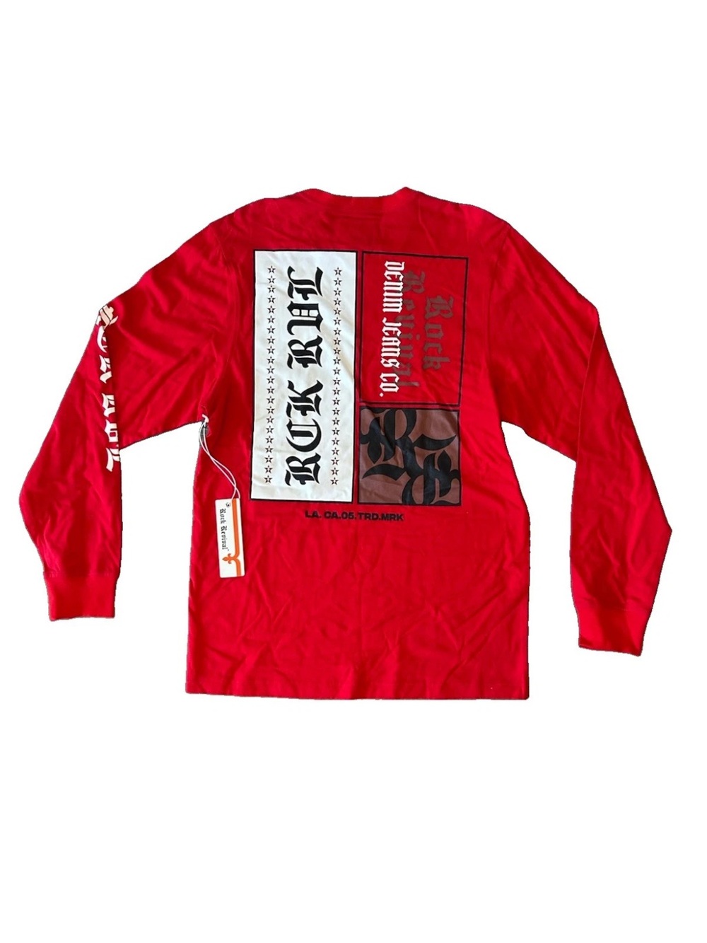 Rock Revival LST7502 Mens M Red Long Sleeve Graphic Shirt Tee NWT Gothic